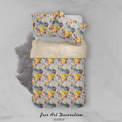 3D Plant Animal Cartoon Pattern Quilt Cover Set Bedding Sets Pillowcases Queen 5