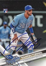 RAMON TORRES KANSAS CITY ROYALS SIGNED 2017 TOPPS UPDATE ROOKIE BASEBALL CARD