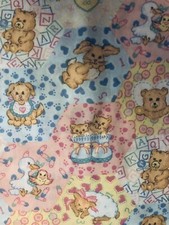 VTG Nursery Bear Bunny Cat Dog Duck Lamb Bird Cheater Quilt Juvenile BTFE