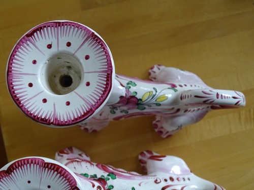 VINTAGE TWO SALAMANDER CANDLESTICK CERAMIC FRENCH HENRI CHAUMEIL lenght 7,3" - Picture 6 of 12