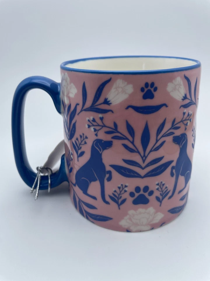 10 canecas Strawberry Street Bella cachorro floral rosa azul 16 oz copo amantes de animais B15 - Imagem 3 de 4