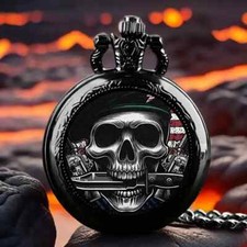 Cool Skull Punk Pocket Watch For Men  Women