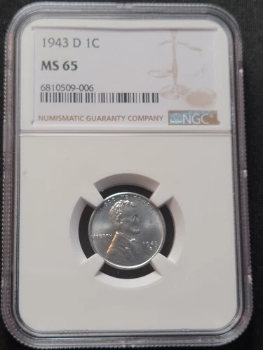 1943-D Lincoln Steel Wheat Cent / Penny 1c  NGC MS 65 WWII Issue