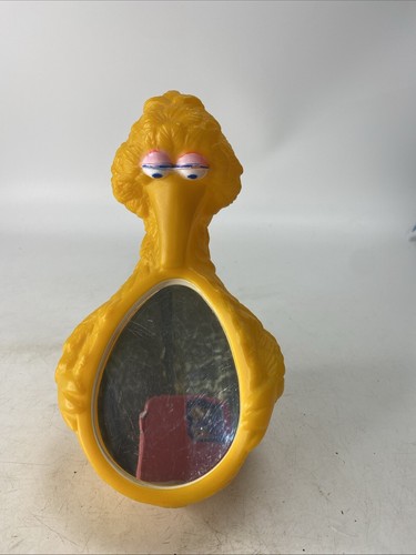 Vintage Sesame Street Big Bird Musical Mirror Toy 1971 Molded Plastic Baby 8.5"