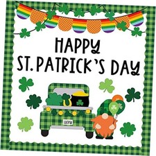 56Pcs St. Patrick's Day Bulletin Board Decoration Kit Lucky Shamrock Clover