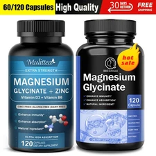 Magnesium Glycinate 500mg Capsules For Sleep Stress Relief Support Bone Lot