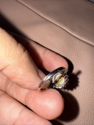 EJI Fresh Water Pearl Blue Spinel Art Deco Inspired Flower Ring 7.25 - Picture 4 of 5