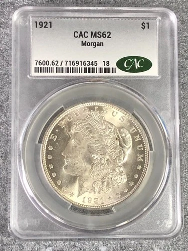 1921 MORGAN "CAC MS62" - INCREDIBLE/STUNNING - QUALITY/CK COLOR & HIGH POINTS💥✅