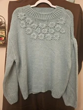 Crown & Ivy Cable Knit Women's Sweater Long Sleeve Size L