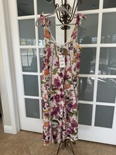 Zara Knit Floral Romper Small Tie Shoulder Cotton Open Weave NWT