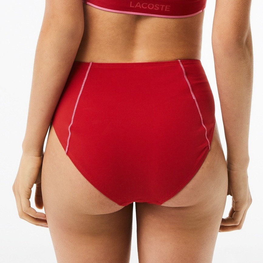 Lacoste Technical Jersey Bikini Swimsuit Bottom Logo Red Women's Size 4 NWT thumbnail 2