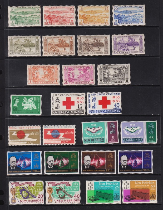 British New Hebrides - 8 mint sets - see scan
