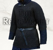 9mm Mild Steel Butted Chainmail Hauberk   Half Sleeve Medieval Armor Shirt  LAR