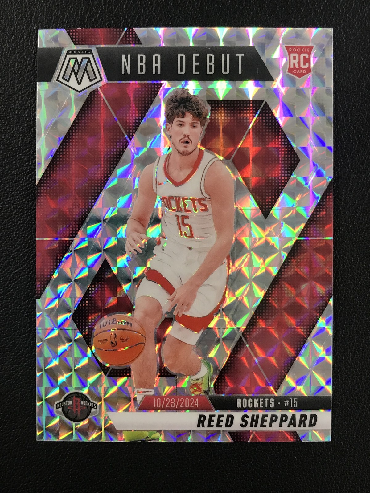 2024-25 Panini Mosaic #252 Reed Sheppard Houston Rockets Mosaic Prizm RC