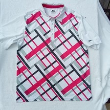 Slazenger Mens GOLF Shirt XL Pink Magenta, Gray & Black Strip