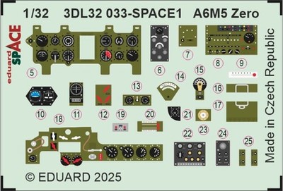 Eduard Accessories 3DL32033 - 1:32 A6M5 Zero SPACE TAMIYA - Neu
