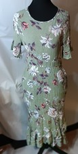 Journey Five Women's L Sage Green Floral Crinkle Maxi Dress
