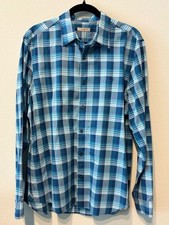 Burberry Brit Men  s Blue Plaid Check Button Down Long Sleeve Shirt XL