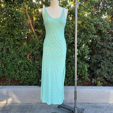 Vintage Y2K Charlotte Russe Mint Green Striped Maxi Dress USA Made Large