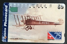 Australia Telstra Phone card $5  Qantas 75 years AVRO 504K 1920s