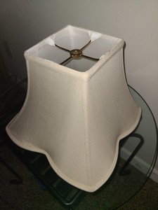 Square Cut Lampshade Royal Design 9" High 12" Wide Beautiful In Light Beige