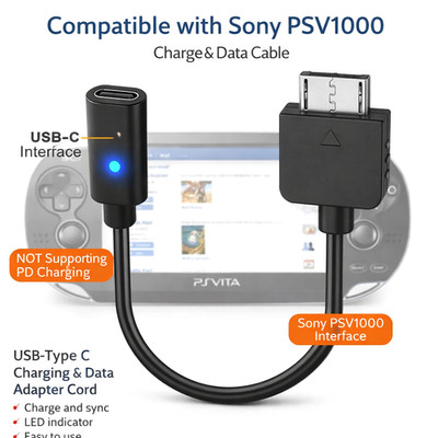 USB C Cable for Playstation Vita 1000 Controller Charging Adapter Type C LED*