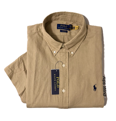 Polo Ralph Lauren リネンシャツ　ベージュ　Mサイズ Polo Ralph Lauren Men's Classic Fit S/S Cotton/Linen Shirt Beige