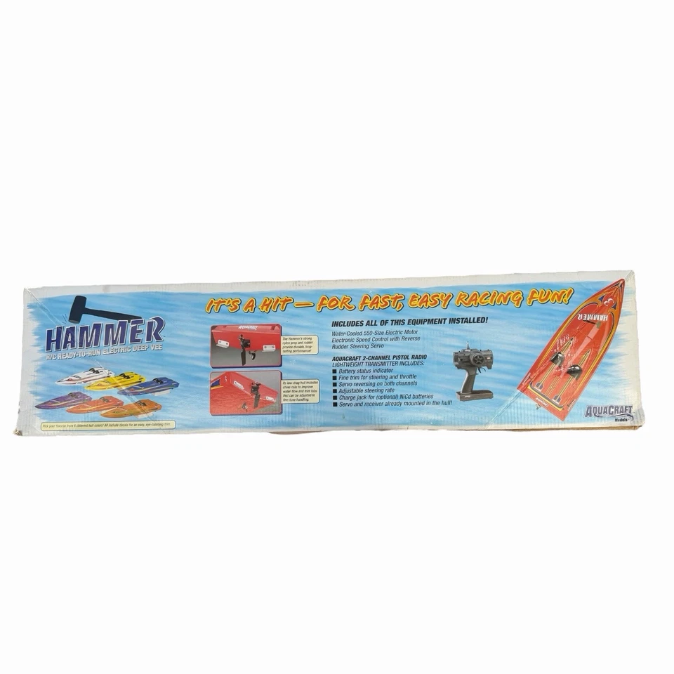 AquaCraft Hammer RC Boat HCAB1064 Blue 24” Futaba Radio - Image 3 of 4
