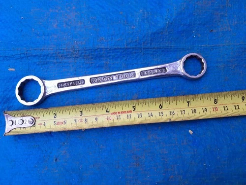 Rare Gordon Tools flat ring spanner 3/8W & 7/16W