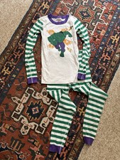 Hanna Andersson Green White Striped Superhero Hulk marvel Pajama Set Purple Trim