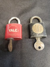 Vintage Working Padlocks Locks YALE ILCO Independent Lock Co & Towne With Keys