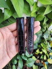 Black 22/18 mm 100 Genuine Exotic Leather Skin Watch Strap Band-Quick Release