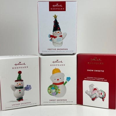 4 NIB Festive Vintage Vibe Snowman Hallmark Ornament - 2018 2019 2020 2023