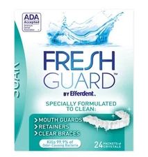 Fresh Guard Soak by Efferdent 24 Count for Retainers Clear Braces Mouth Guards