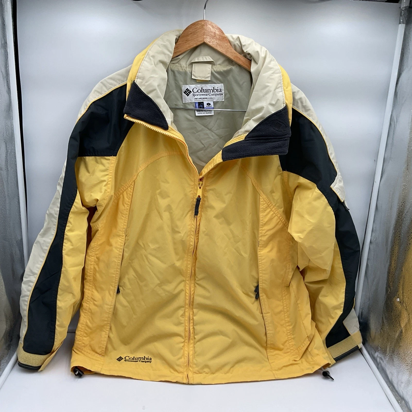Vintage Columbia Womens Snow Jacket Yellow Gray Full Zip Core Interchange Size L