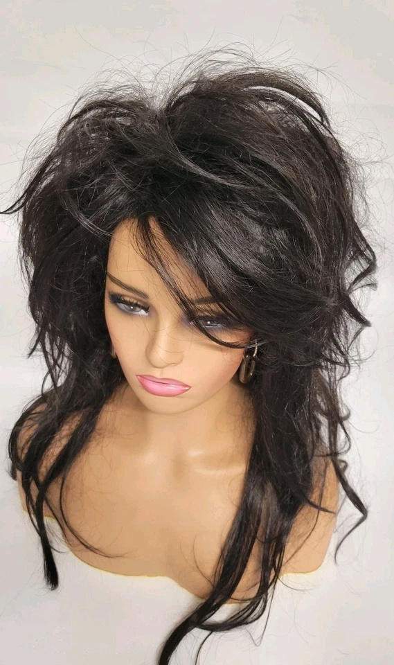 💕 ¡¡DESSY!! PELUCA LARGA BOB TEXTURIZADA BANG COSPLAY NEGRO ROCK STAR UNISEX SINTÉTICO Foto 3 de 4