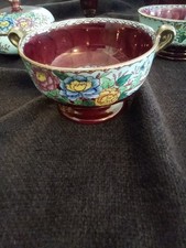 Vintage Maling Peony Rose Ruby Lustre Ware  Dish 1955 - 1960
