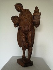 Der Bücherwurm Holz Schnitzfigur 46cm Unikat gut Erhalten