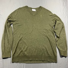 Old Navy Sweater Mens Large Tall Olive Green Knit Cotton V-Neck Casual Outdoor