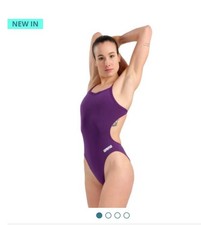 Arena Womens Solid Team Challenge Swimsuit - Plum/White