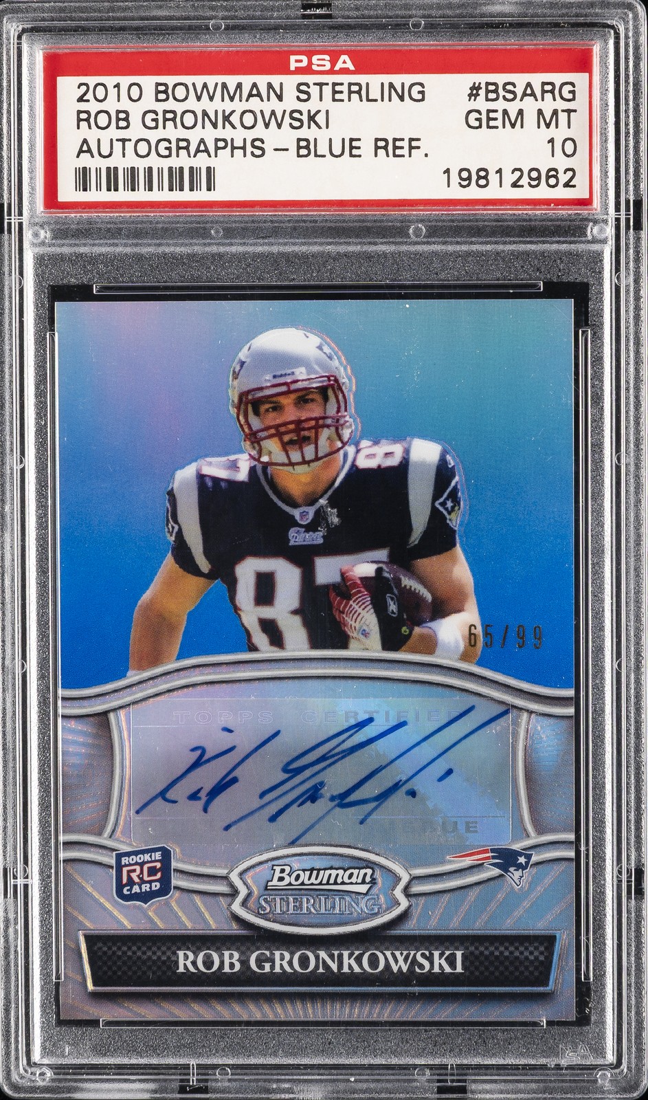 Rob Gronkowski #BSARG Football Cards 2010 Bowman Sterling Autographs trading card — raw and PSA graded price guide