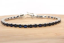 925 Sterling Silver Genuine Sapphire Tennis Bracelet