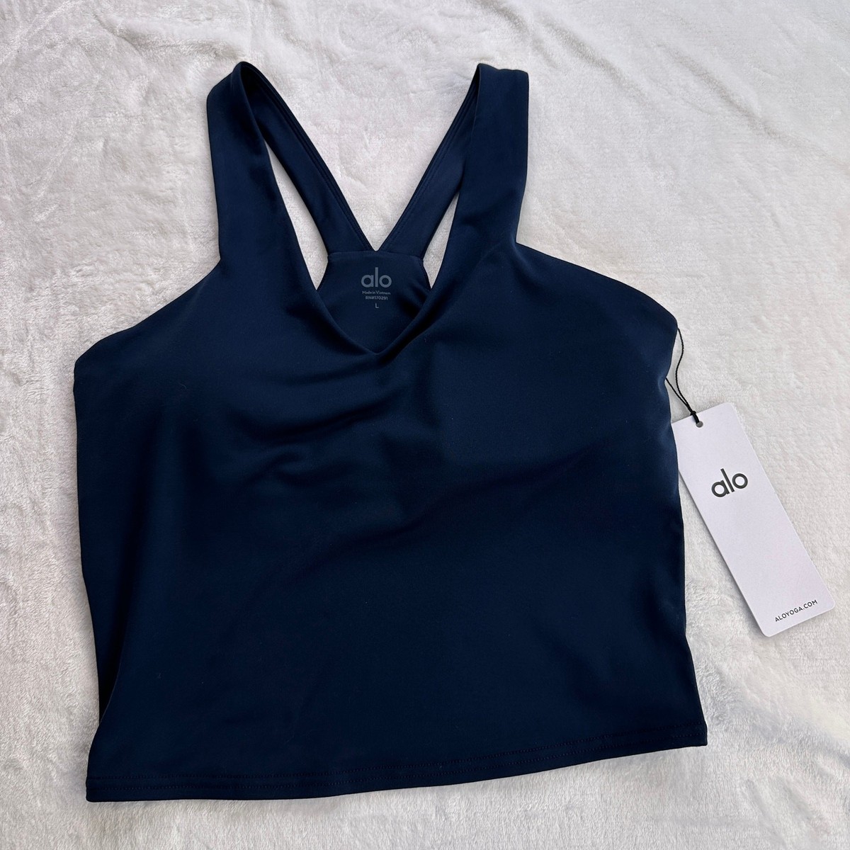 Alo Yoga Airbrush Real Bra Tank Navy Size Large Crop Sports Bra