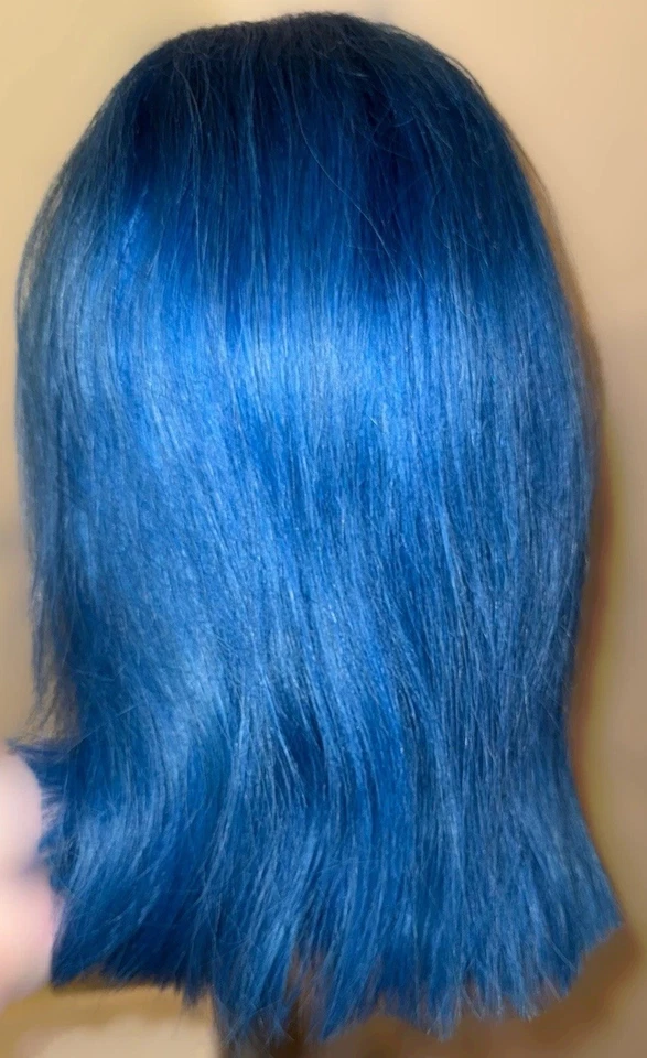 Super Cute, Cosplay,Bright Blue,12 Inch, 100% Human Hair,Straight, Bob Style,Wig - Image 2 of 4