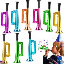 Lewtemi 24-Pack 7-Inch Colorful Metallic Trumpet Toys - Fun Noisemakers for Kids