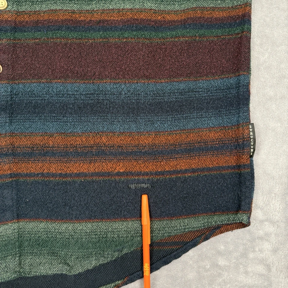 Camisa De Colección Estructura Para Hombre L Multicolor Azteca Rayas Franela Acrílico Abotonada Foto 2 de 4