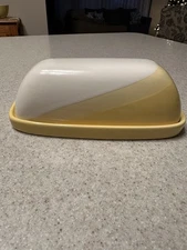 Collector Threshold Butter Dish with Lid Stoneware Butter Box Ceramic Duo Yellow