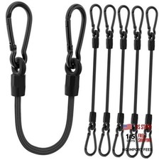 Bungee Cords, 12 inch Black Bungee Cords with Carabiner Upgraded - 12"- 6 pcs