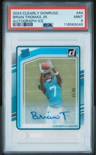 2024 Clearly Donruss FOTL Cracked Ice Auto /17 Brian Thomas Jr Rookie PSA 9 #64