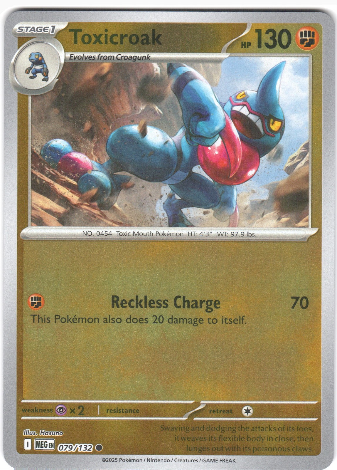 Toxicroak 079/132 Common Mega Evolution Pokemon Reverse Holo NM
